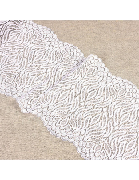 Dentelle élastique flamme - Blanc
