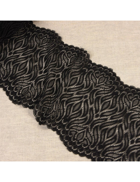 Dentelle élastique flamme - Noir