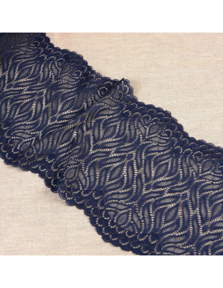 Dentelle élastique flamme - Bleu marine