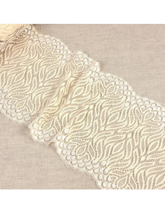 Dentelle élastique flamme - Écru