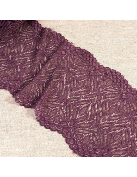 Dentelle élastique flamme - Prune