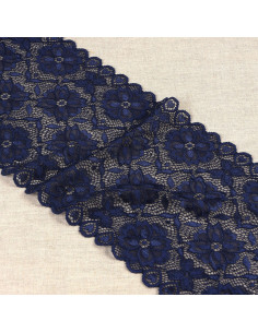 Dentelle élastique chemin de fleurs - Bleu marine