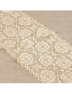 Dentelle élastique chemin de fleurs - Écru