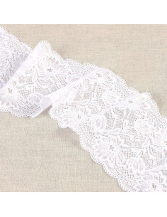 Dentelle élastique fleurs délicates - Blanc