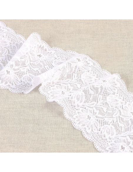 Dentelle élastique fleurs délicates - Blanc