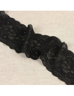 Dentelle élastique fleurs délicates - Noir