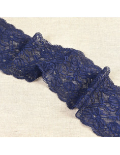 Dentelle élastique fleurs délicates - Bleu marine