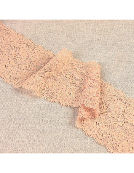 Dentelle élastique fleurs délicates - Beige