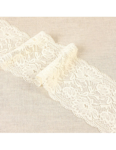 Dentelle élastique fleurs délicates - Écru
