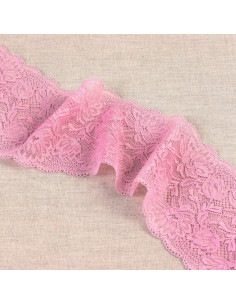 Dentelle élastique fleurs délicates - Rose