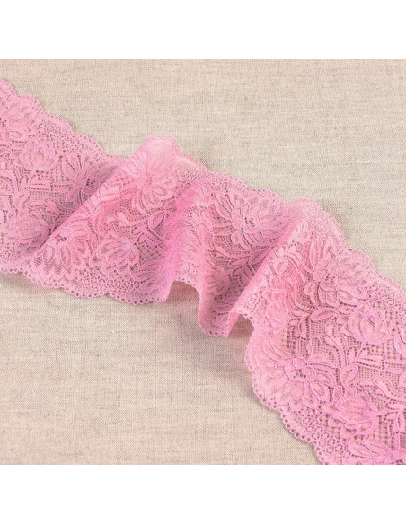 Dentelle élastique fleurs délicates - Rose
