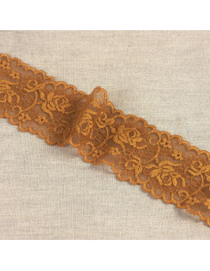 Dentelle élastique fleurs et tiges - Noisette