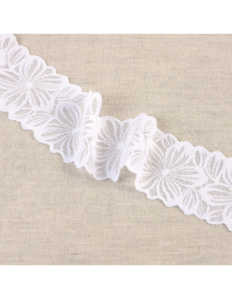 Dentelle élastique pétales de fleurs - Blanc