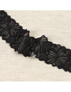 Dentelle élastique pétales de fleurs - Noir