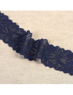 Dentelle élastique pétales de fleurs - Bleu marine