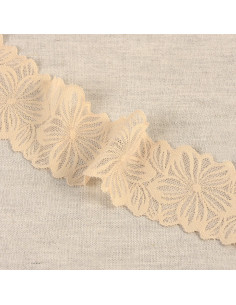 Dentelle élastique pétales de fleurs - Beige