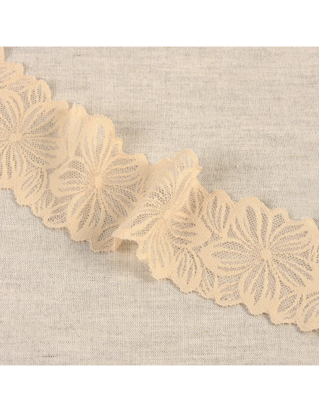 Dentelle élastique pétales de fleurs - Beige