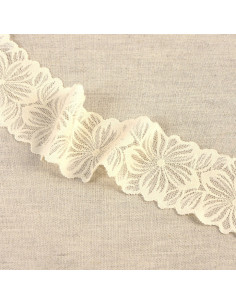 Dentelle élastique pétales de fleurs - Écru