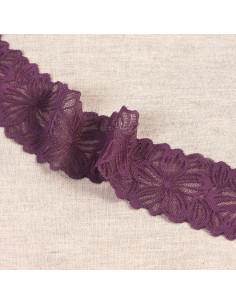 Dentelle élastique pétales de fleurs - Prune