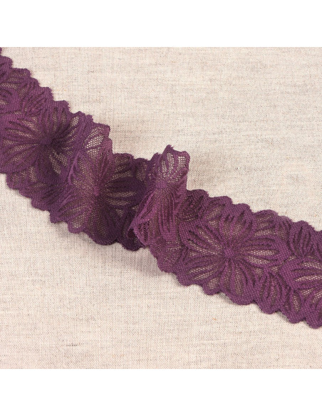 Dentelle élastique pétales de fleurs - Prune