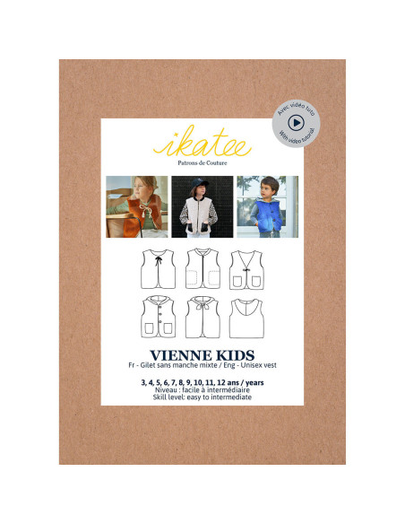Patron de gilet sans manche mixte Vienne kids - Ikatee