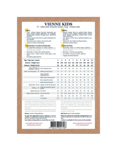 Patron de gilet sans manche mixte Vienne kids - Ikatee