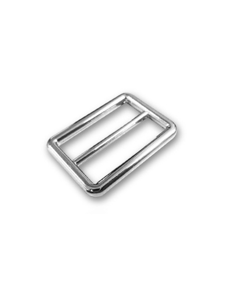 Boucle coulisse passant double finition inox - Argent 25 mm
