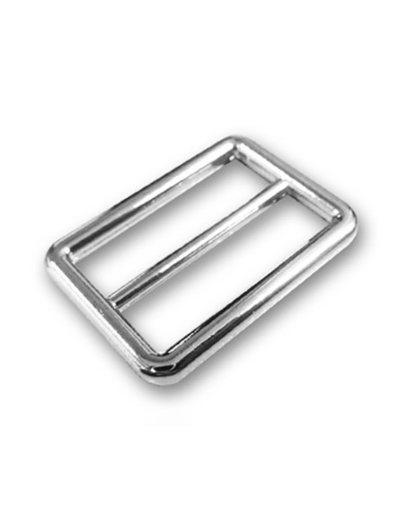 Boucle coulisse passant double finition inox - Argent 30 mm