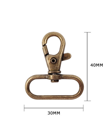 Mousqueton métal - Bronze 40 x 30 mm