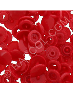 Sachet de 25 pressions résine KAM ronds - Rouge vermillon