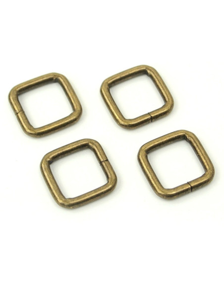 Set de 4 anneaux carrés - Bronze 12,7 mm