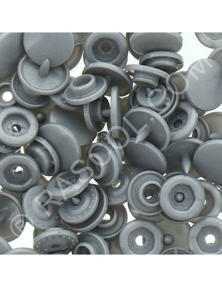 Sachet de 25 pressions résine KAM ronds - Gris clair