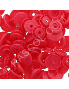 Sachet de 25 pressions résine KAM ronds - Rouge magenta