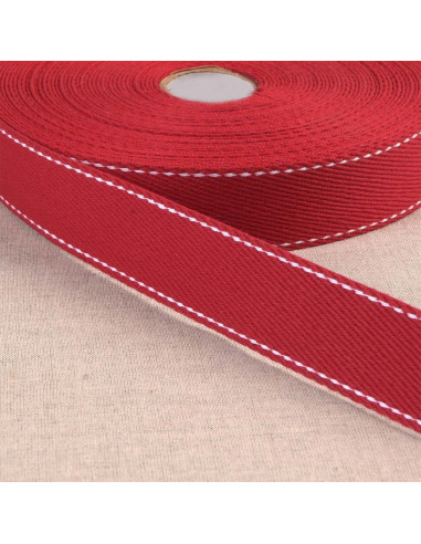 Sangle coton point sellier - Rouge