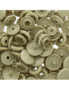 Sachet de 25 pressions résine KAM ronds - Beige foncé
