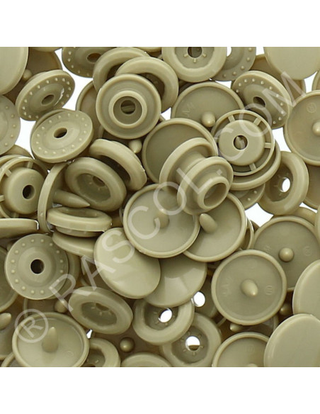 Sachet de 25 pressions résine KAM ronds - Beige foncé