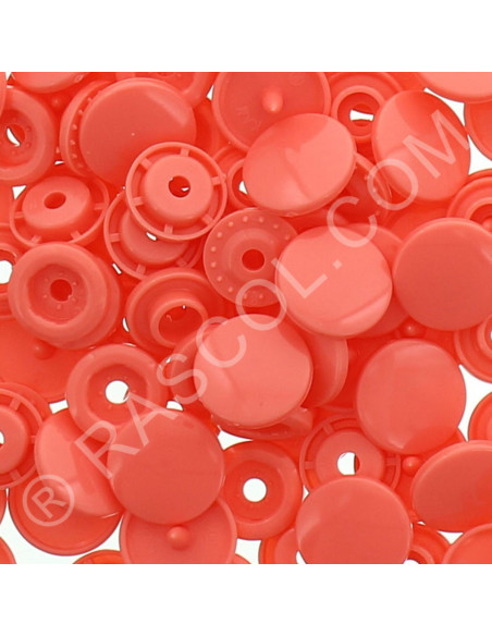 Sachet de 25 pressions résine KAM ronds - Corail