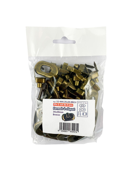 Lot de 20 fermoirs tourniquet ovale 35 x 20 mm - Bronze