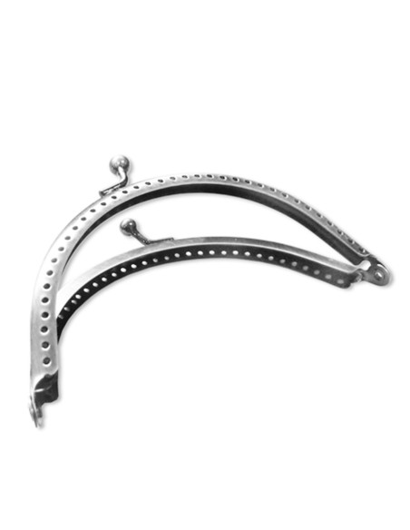 Fermoir demi-rond pour sac à main 80 mm - Argent