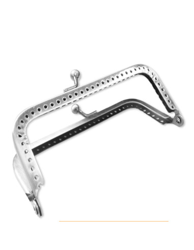 Fermoir rectangle pour sac à main 180 mm - Argent