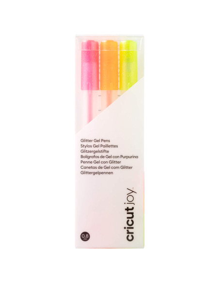 Stylos gel paillettes rose, orange et jaune Cricut Joy