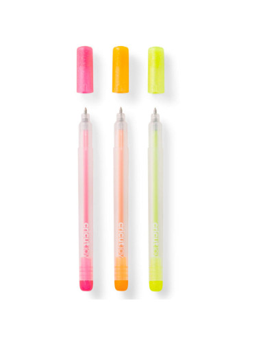 Stylos gel paillettes rose, orange et jaune Cricut Joy