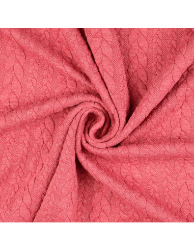 Tissu sweat torsade - Framboise