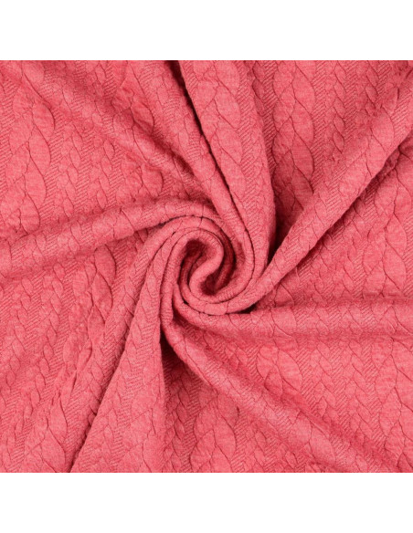 Tissu sweat torsade - Framboise
