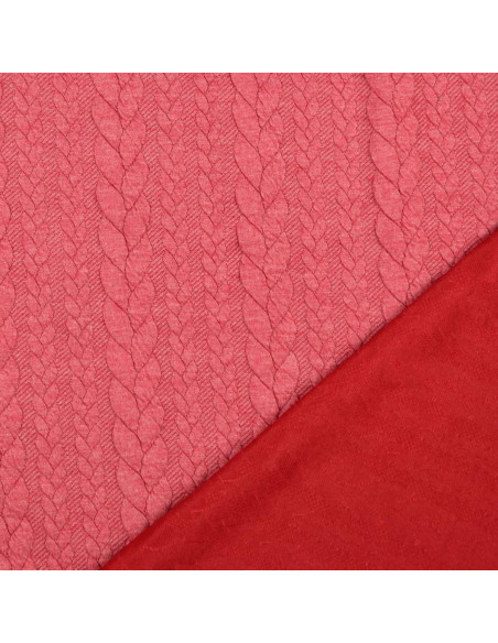 Tissu sweat torsade - Framboise