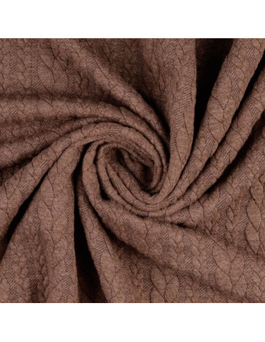 Tissu sweat torsade - Fauve