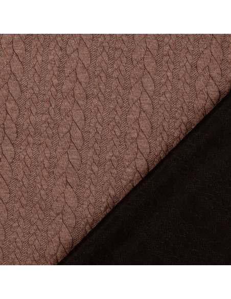 Tissu sweat torsade - Fauve