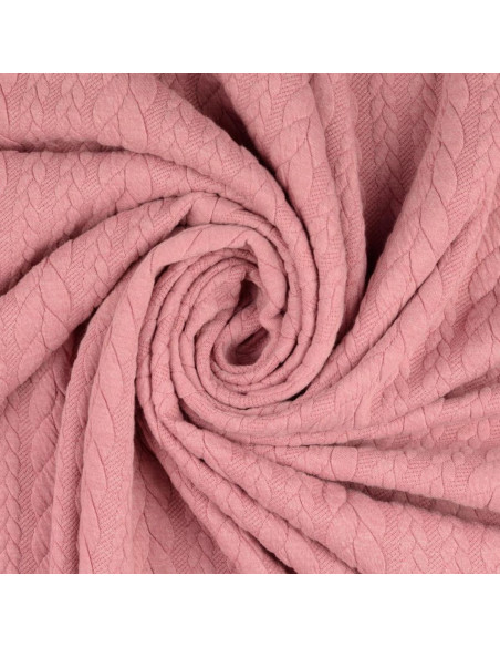 Tissu sweat torsade - Vieux rose