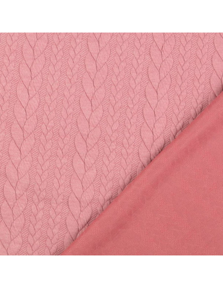 Tissu sweat torsade - Vieux rose
