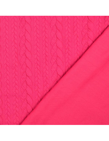 Tissu sweat torsade - Fuchsia